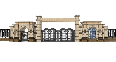 古典小区大门SU模型下载